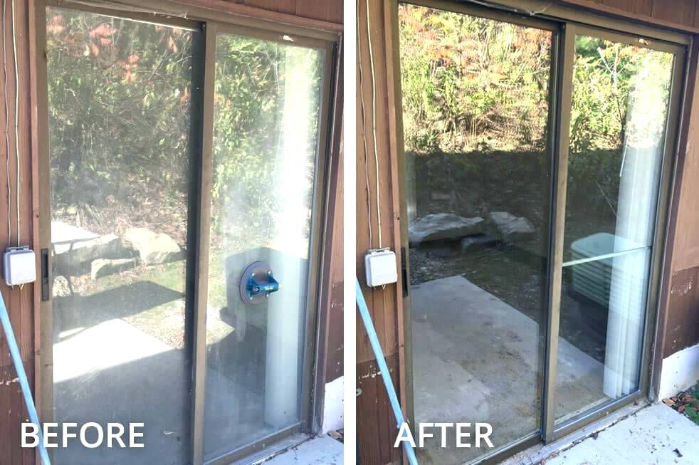 patio door before-after by United WIndow Repair